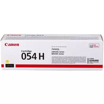 Лазерный картридж Canon 054 H Y для MF641/643/645, LBP621/623. Жёлтый. 2300 страниц.