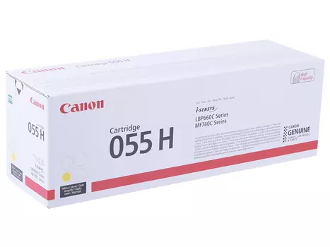 Лазерный картридж Canon 055 H Y для MF641/643/645, LBP621/623. Жёлтый. 5900 страниц.