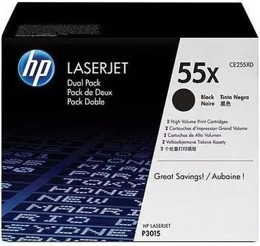 Набор лазерных картриджей HP 55X Black (CE255XD)