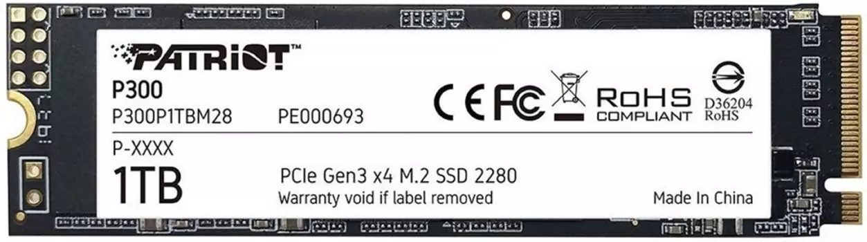 Накопитель SSD 1 Тб Patriot P300 (P300P1TBM28) M.2 2280