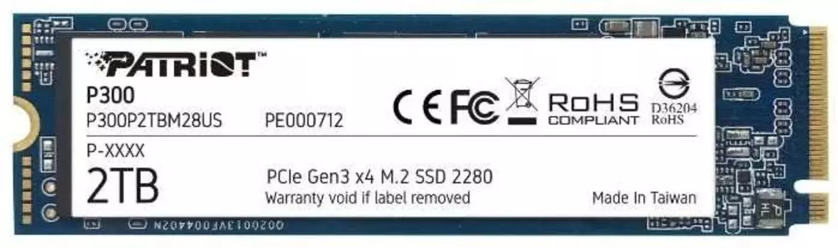 Накопитель SSD 2 Тб Patriot P300 (P300P2TBM28) M.2 2280