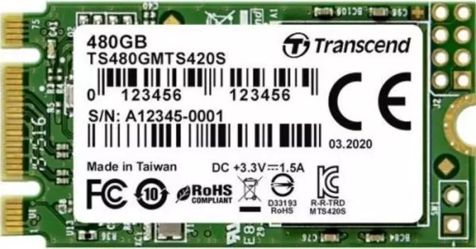 Накопитель SSD 480 Гб Transcend MTS420 (TTS480GMTS420S) M.2 2280