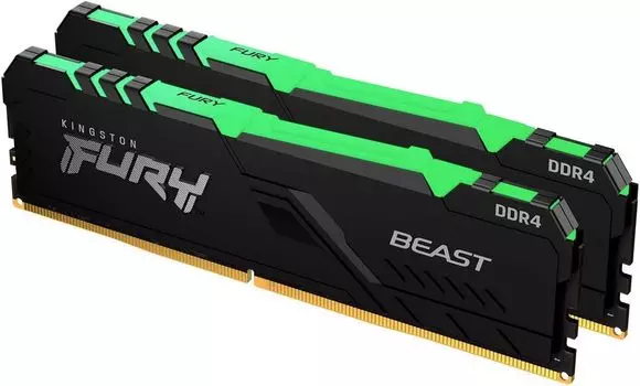Оперативная память DIMM 32 Гб DDR4 2666 МГц Kingston Fury Beast RGB (KF426C16BB1AK2/32) PC4-21300 2x16 Гб