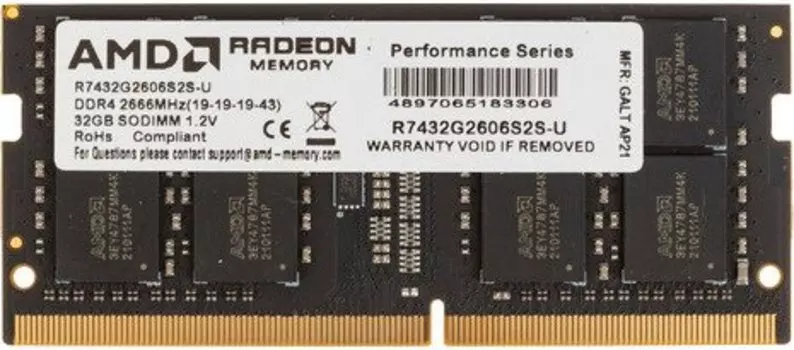 Оперативная память SO-DIMM 32 Гб DDR4 2666 МГц AMD Radeon R7 Performance (R7432G2606S2S-U) PC4-21300