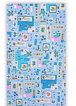 ОСЬМИНОЖКА Простынка Осьминожка на резинке (цвет: голубой, 60x120 см) [к49]