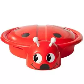 Песочница с крышкой Пластик "Божья коровка" (С203) красный
