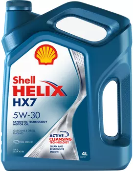 Полусинтетическое моторное масло SHELL Helix HX7 5W-30 4 л