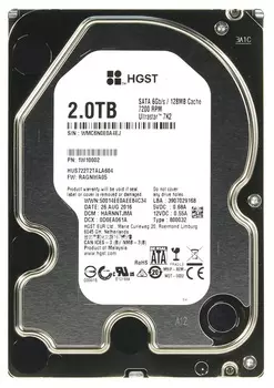 Жесткий диск 2 Тб Western Digital (HGST) Ultrastar HUS722T2TALA604 (1W10002) 3.5", SATA-III, 7200 об/мин