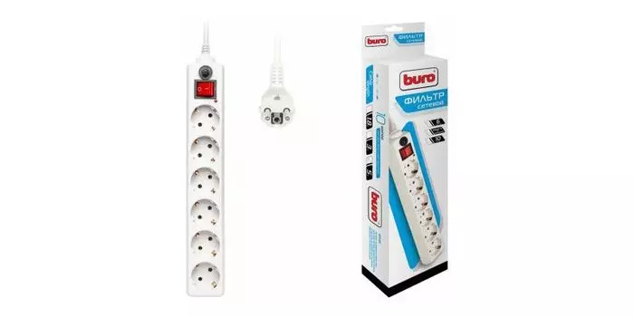 Сетевой фильтр Buro (600SH-5-W) 6 розеток, 5м, белый