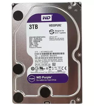 Жесткий диск 3 Тб Western Digital WD Purple (WD30PURZ) 3.5", SATA-III, 5400 об/мин