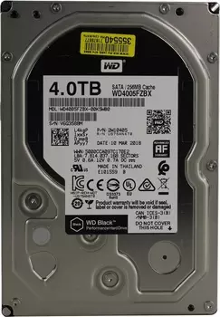 Жесткий диск 4 Тб Western Digital WD Black (WD4005FZBX) 3.5", SATA-III, 7200 об/мин