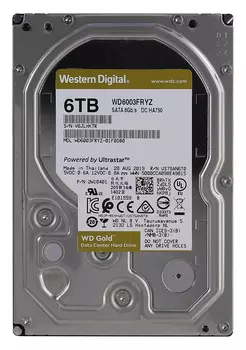 Жесткий диск 6 Тб Western Digital WD Gold (WD6003FRYZ) 3.5", SATA-III, 7200 об/мин