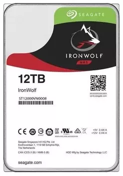 Жесткий диск HDD 12 Тб Seagate IronWolf NAS (ST12000VN0008) 3.5" SATA-III 7200 об/мин