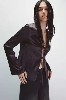 Блузка атласная на завязках