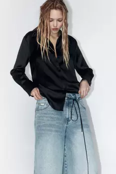 Блузка атласная с длинными рукавами