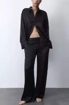 Блузка домашняя атласная с длинными рукавами