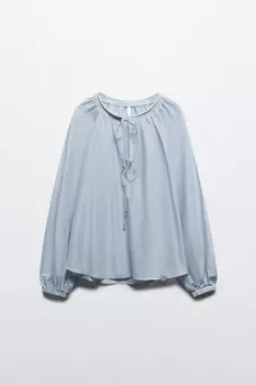 Блузка хлопковая с завязками на груди