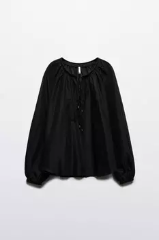 Блузка хлопковая с завязками на груди