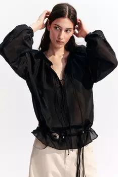 Блузка хлопковая с завязками на груди