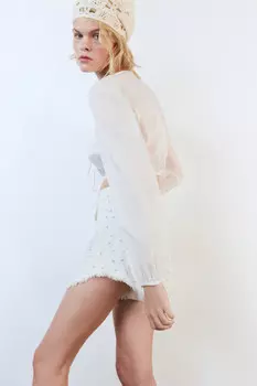 Блузка хлопковая укороченная с завязками