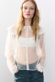 Блузка из сетки с кружевом