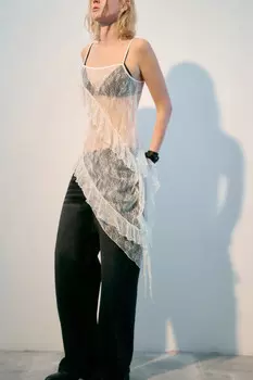 Блузка кружевная асимметричная с воланами