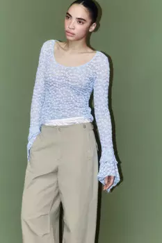 Блузка кружевная с воланами на рукавах