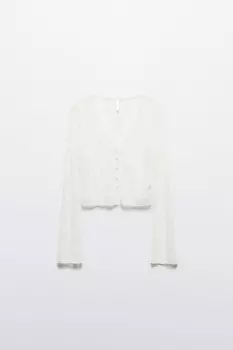 Блузка-лонгслив кружевная на пуговицах