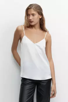 Блузка-майка EVA атласная на тонких бретельках