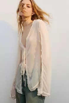 Блузка на завязках из жатого шифона