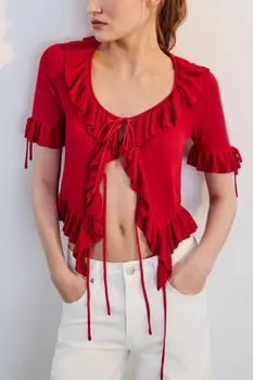 Блузка на завязках с воланами