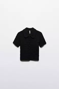 Блузка облегающая ажурная на пуговицах