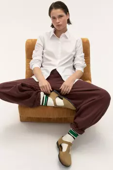 Блузка приталенная с длинными рукавами