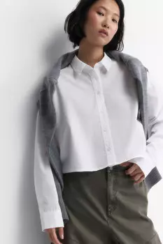 Блузка-рубашка базовая укороченная