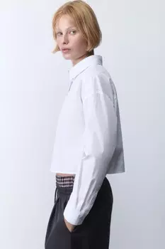 Блузка-рубашка базовая укороченная
