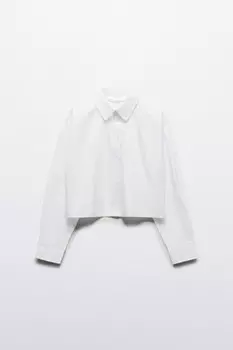 Блузка-рубашка базовая укороченная