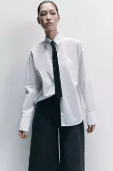 Блузка-рубашка oversize с галстуком