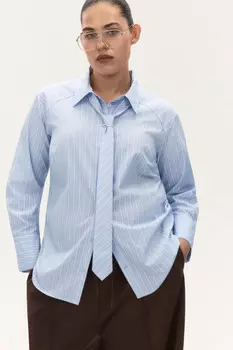 Блузка-рубашка прямая с галстуком