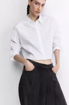 Блузка-рубашка укороченная с крестиками и ноликами