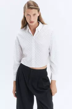 Блузка-рубашка укороченная с принтом