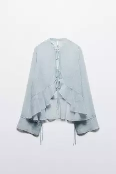 Блузка шифоновая на завязках с воланом
