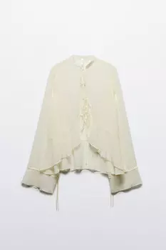 Блузка шифоновая на завязках с воланом