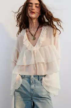 Блузка шифоновая с воланами