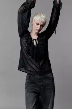 Блузка шифоновая с воланами и завязками