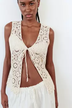 Блузка-топ вязаная ажурная на завязках