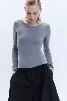 Боди-лонгслив вискозный из гладкого трикотажа