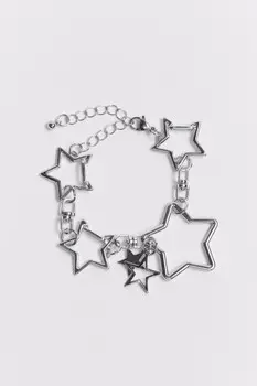 Браслет серебристый с подвесками-звездами