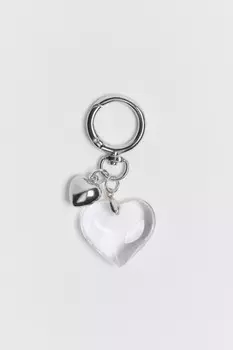 Брелок серебристый с сердечками