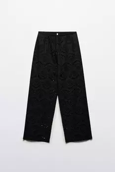 Брюки ажурные на завязках с бусинами