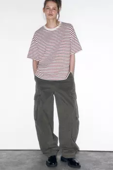 Брюки-багги твиловые с вареным эффектом